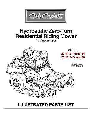 cub cadet z force 50 parts diagram