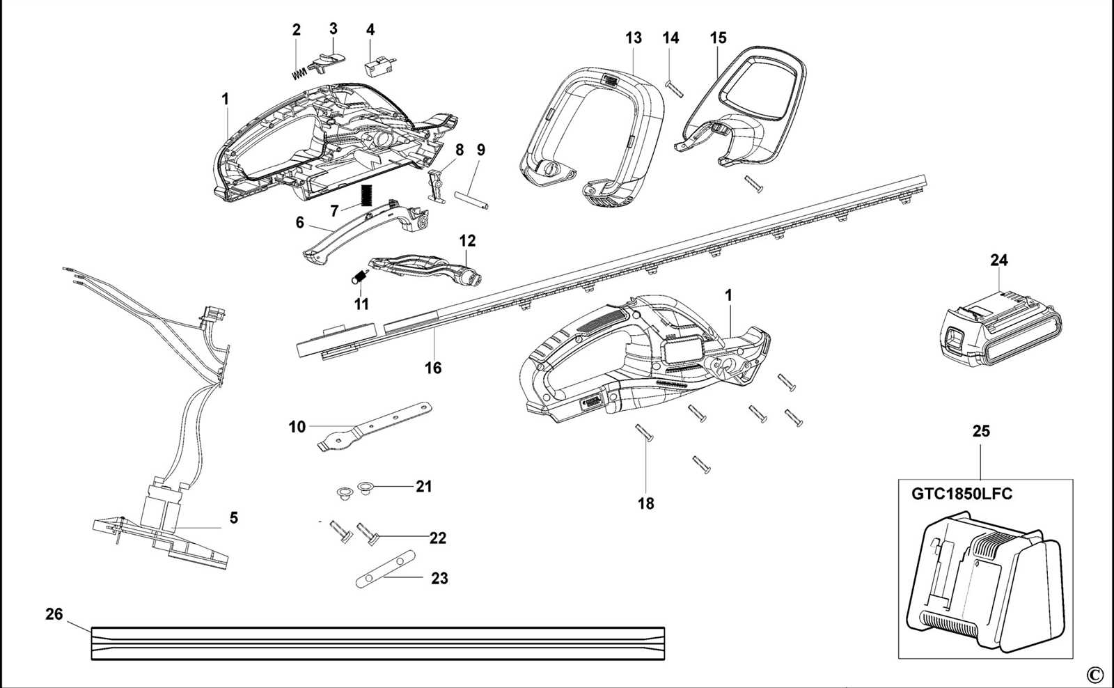 black and decker hedge trimmer parts diagram