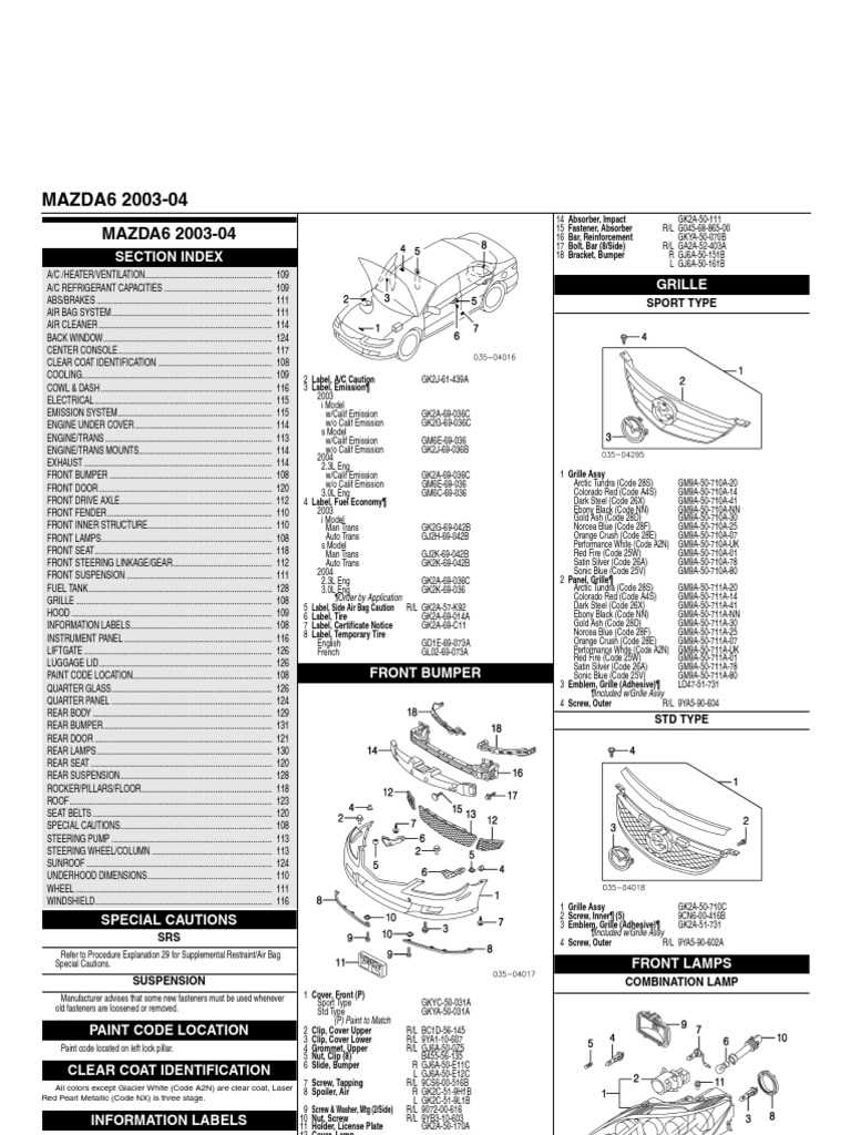 2006 mazda 6 parts diagram