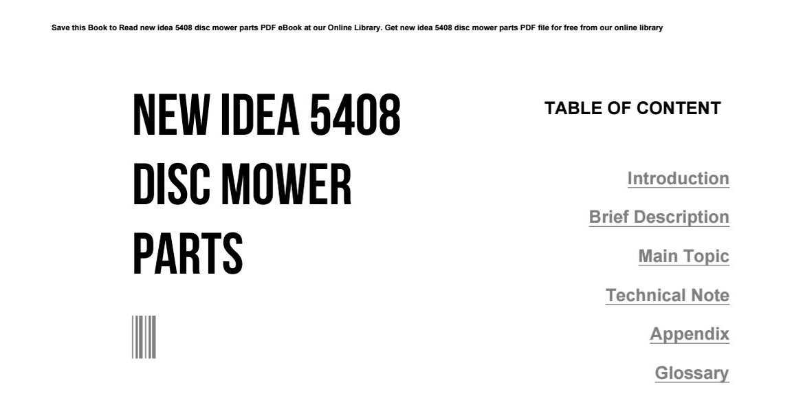 new idea 5408 disc mower parts diagram