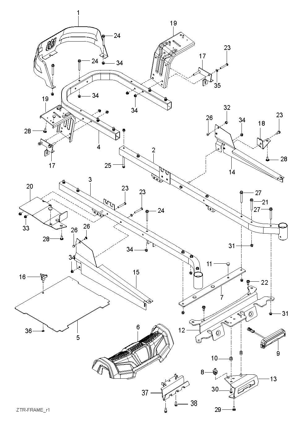 husqvarna riding mower deck parts diagram