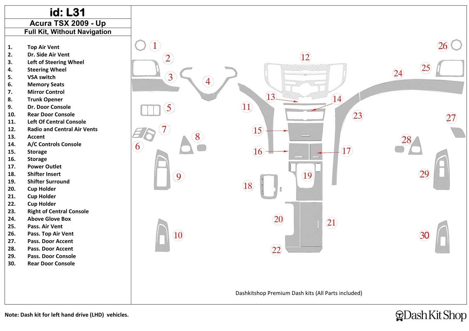 2009 acura tsx parts diagram