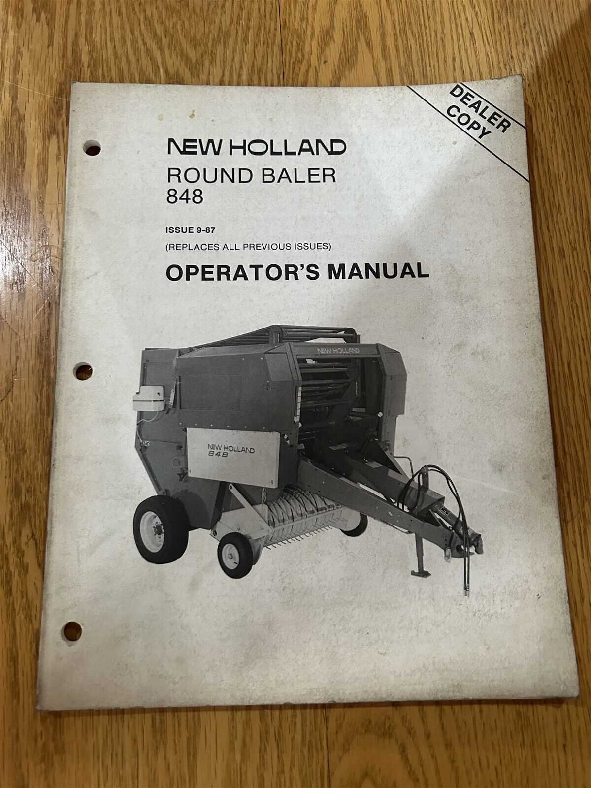 new holland 848 round baler parts diagram