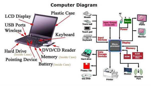 computer diagram with its parts