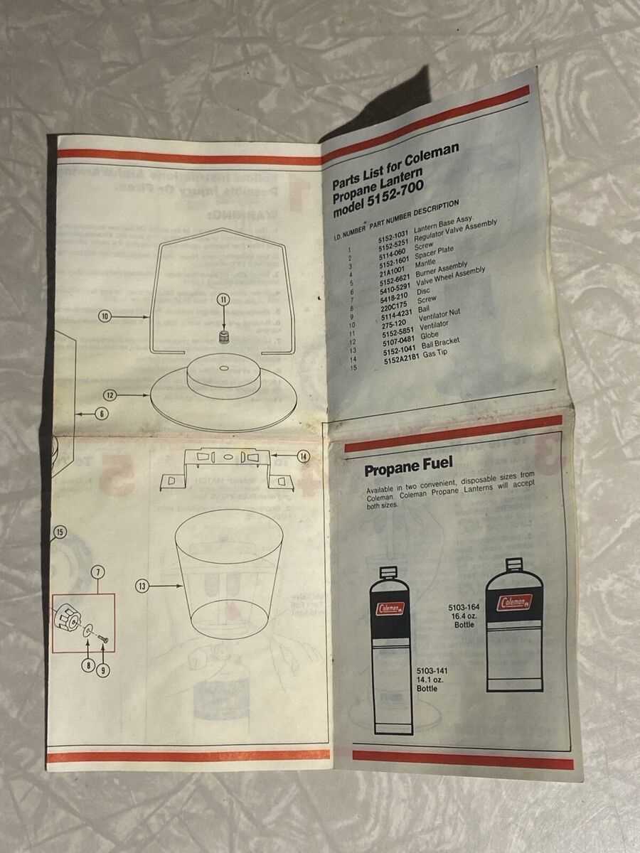 coleman propane lantern parts diagram