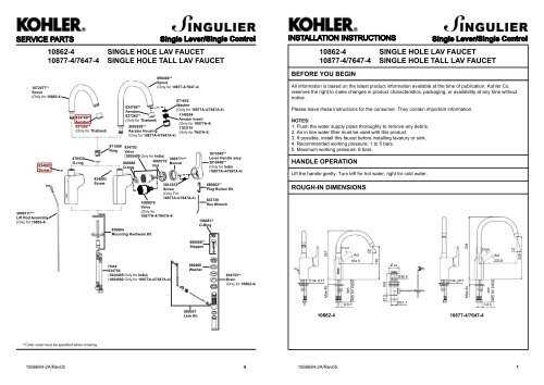 kohler kitchen faucet parts diagram