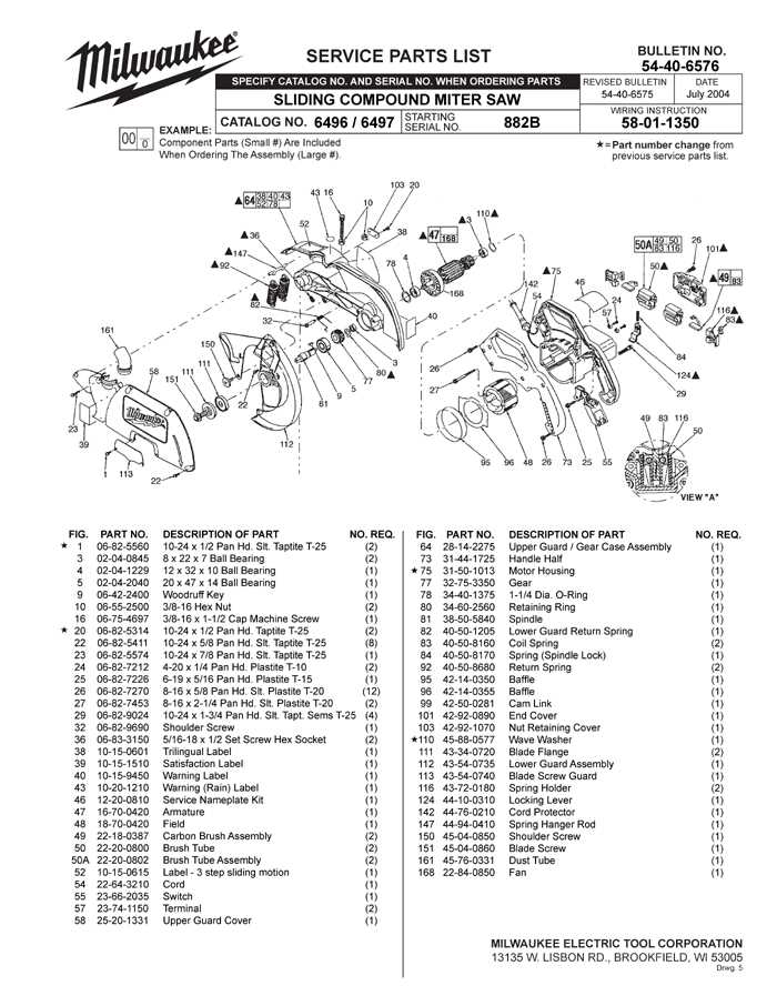 milwaukee miter saw parts diagram