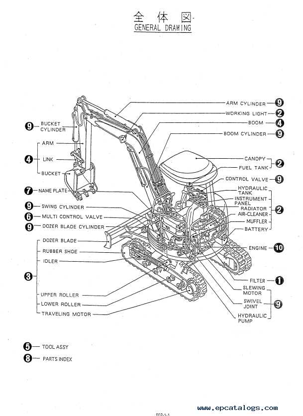 hydraulic excavator parts diagram