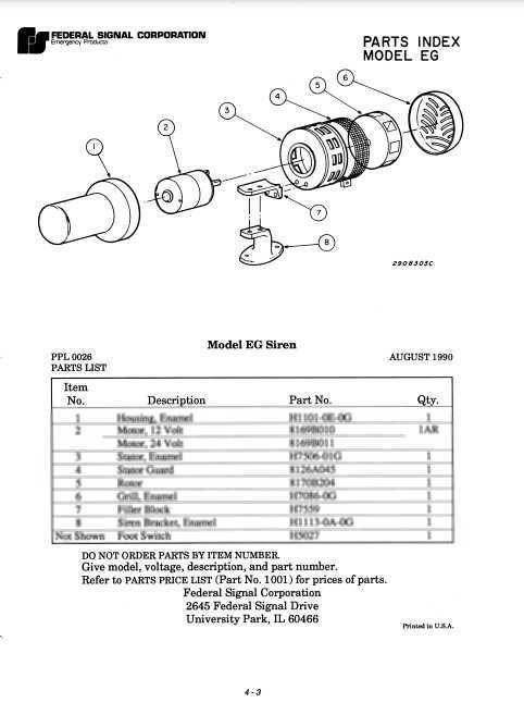 federal q siren parts diagram