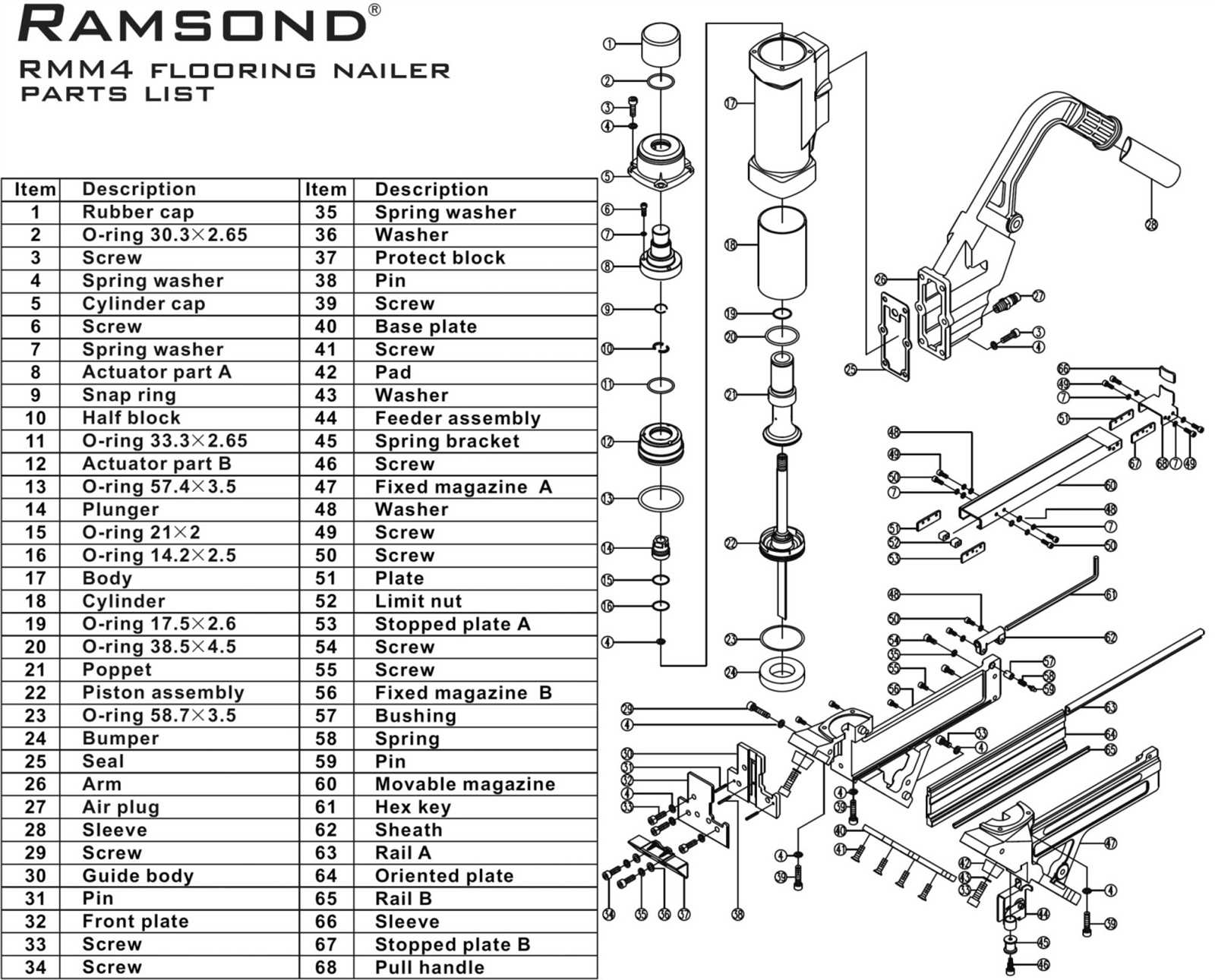 bostitch floor nailer parts diagram