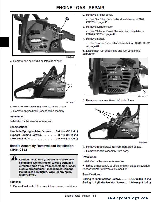 john deere cs56 chainsaw parts diagram