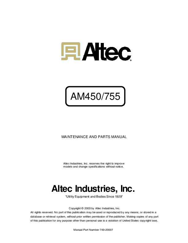 altec bucket truck parts diagram