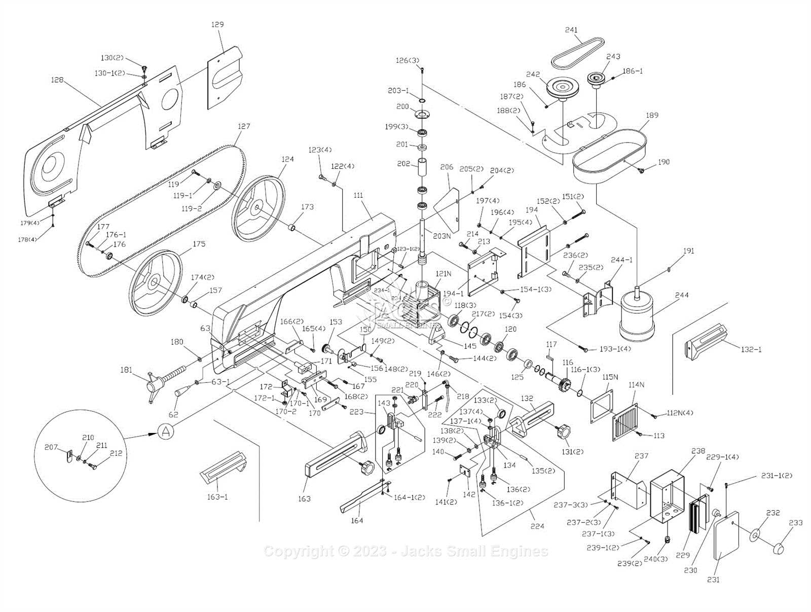 horizontal band saw parts diagram