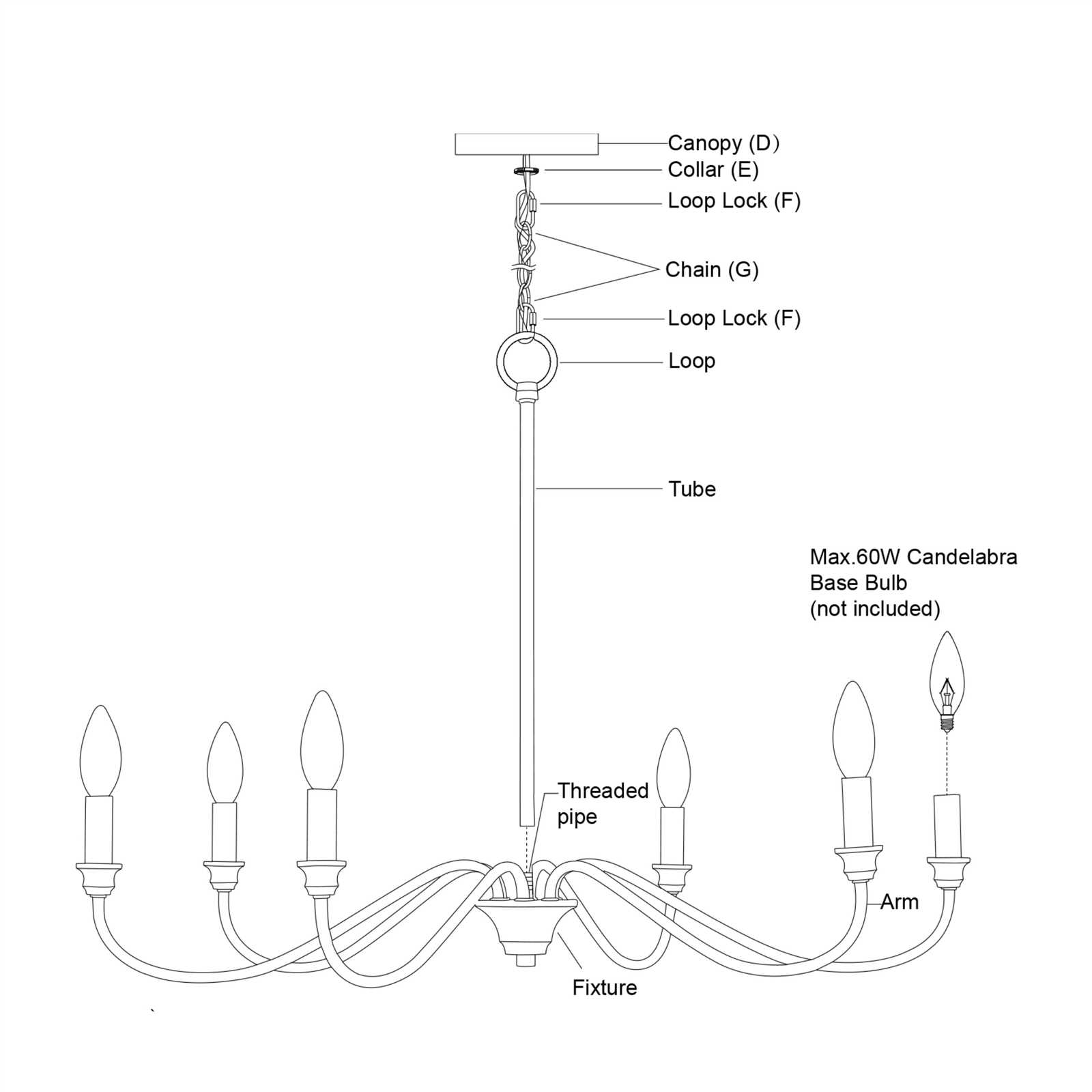 chandelier parts diagram