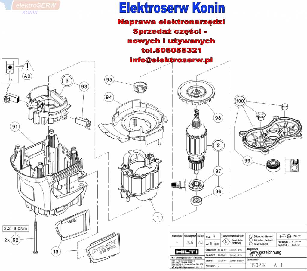 hilti te 500 avr parts diagram