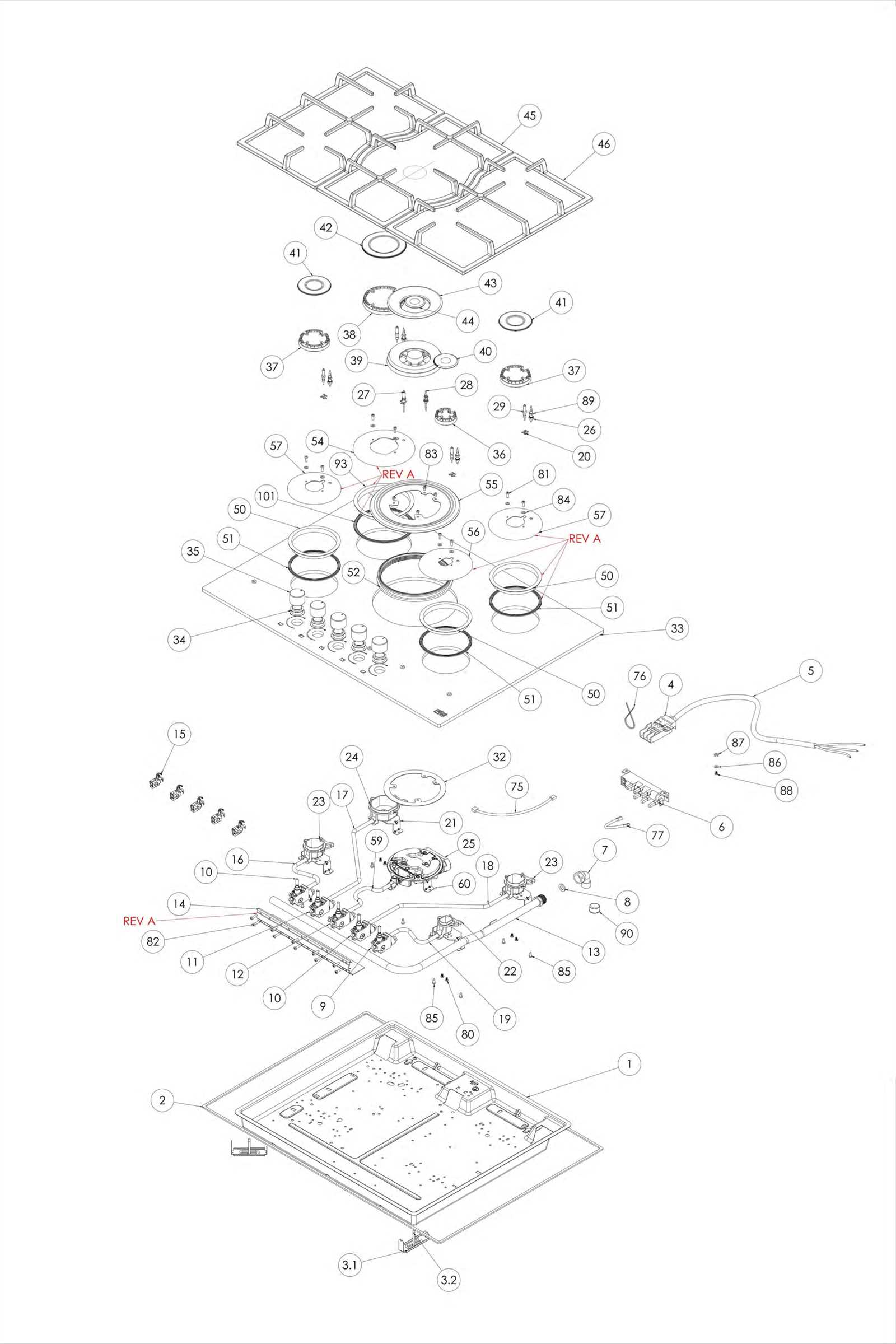 gas stove parts diagram