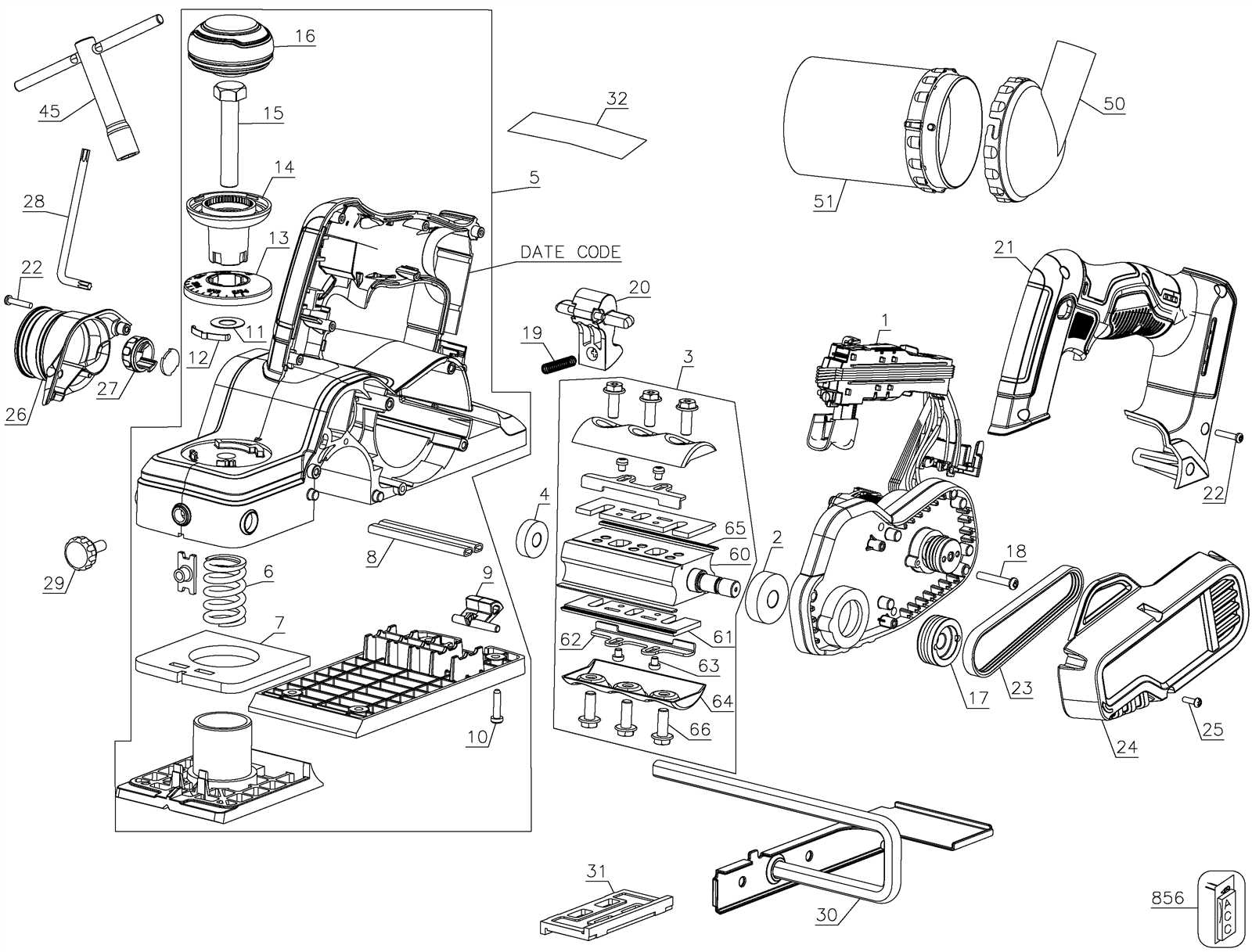 hand planer parts diagram