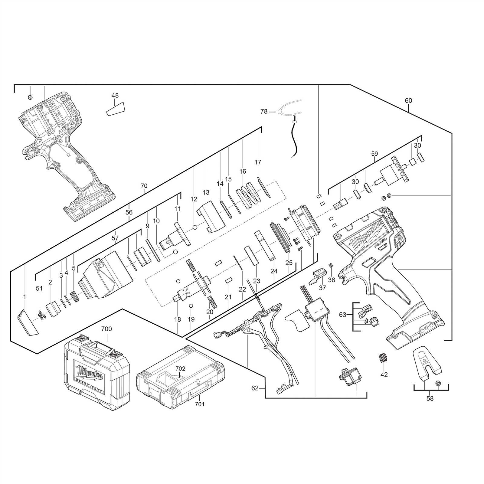 milwaukee impact driver parts diagram