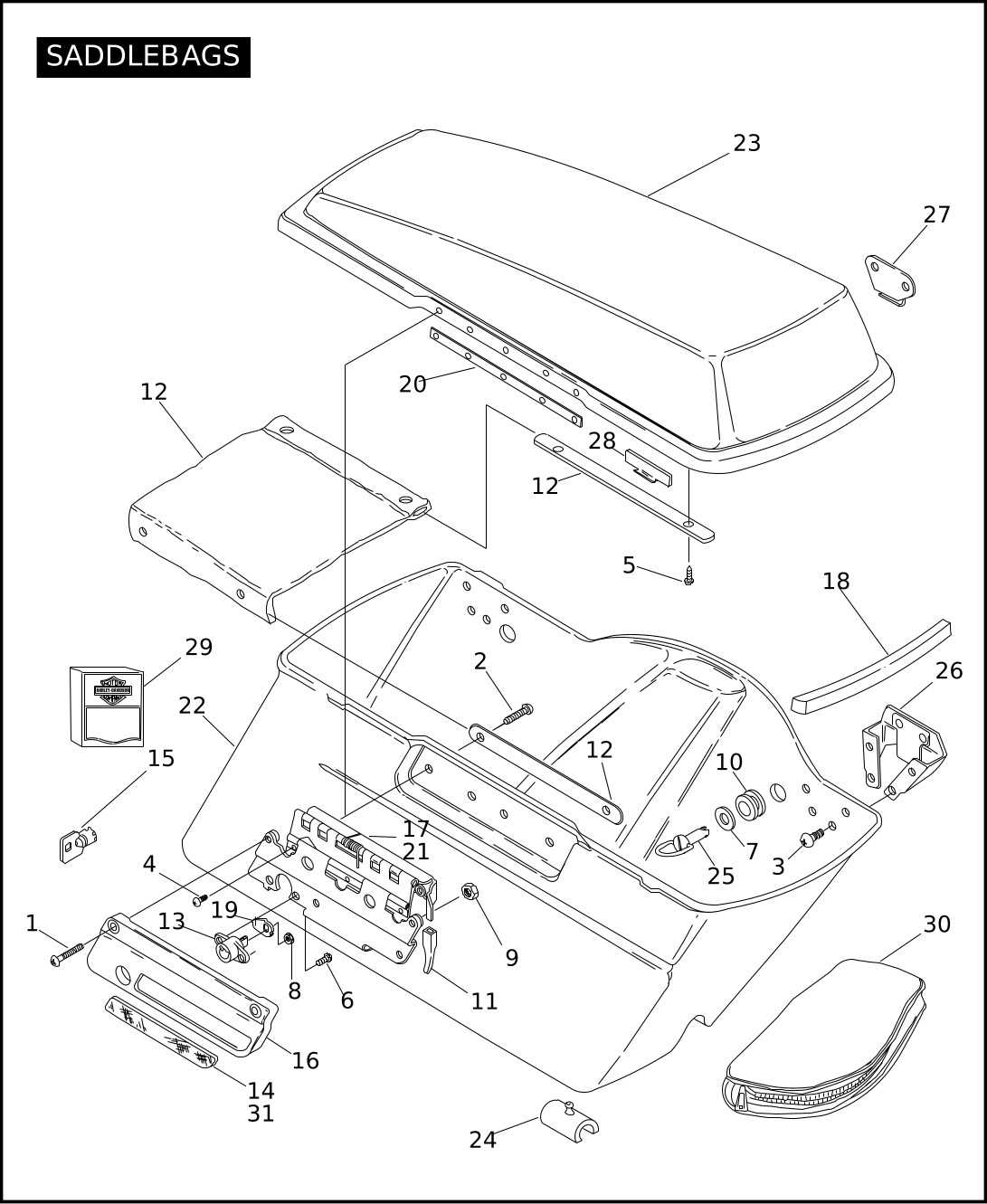 harley saddlebag parts diagram