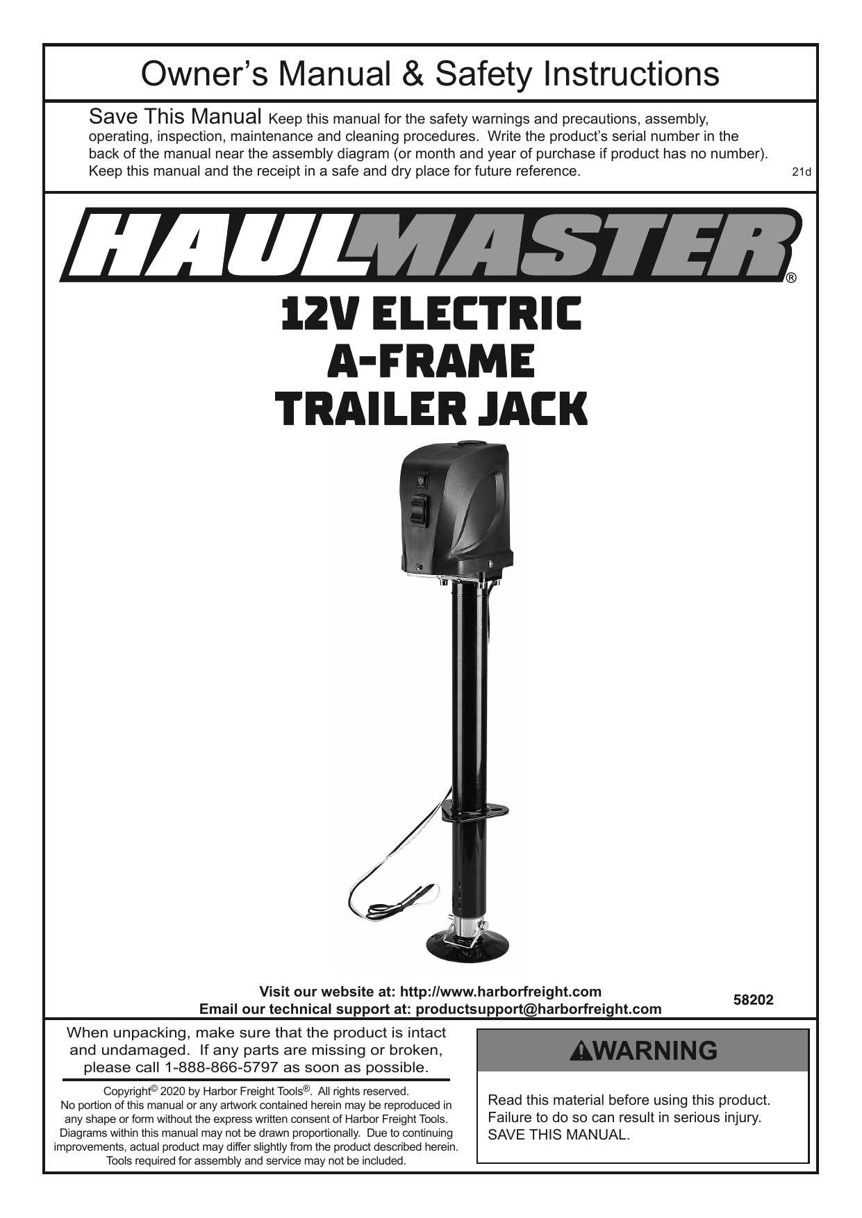 electric trailer jack parts diagram