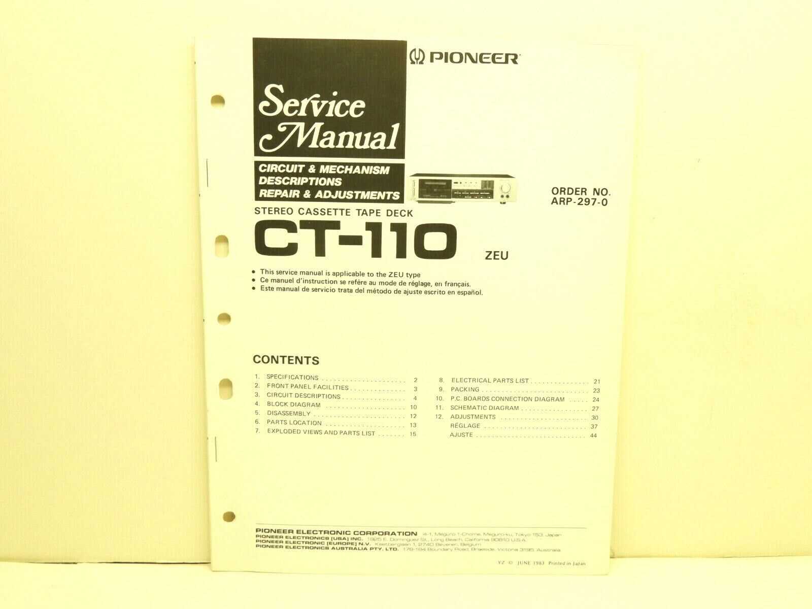 cassette deck parts diagram