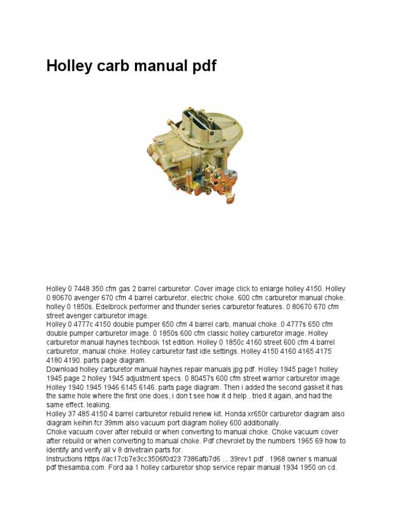 holley carb parts diagram