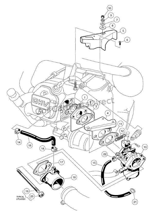 engine gas club car parts diagram