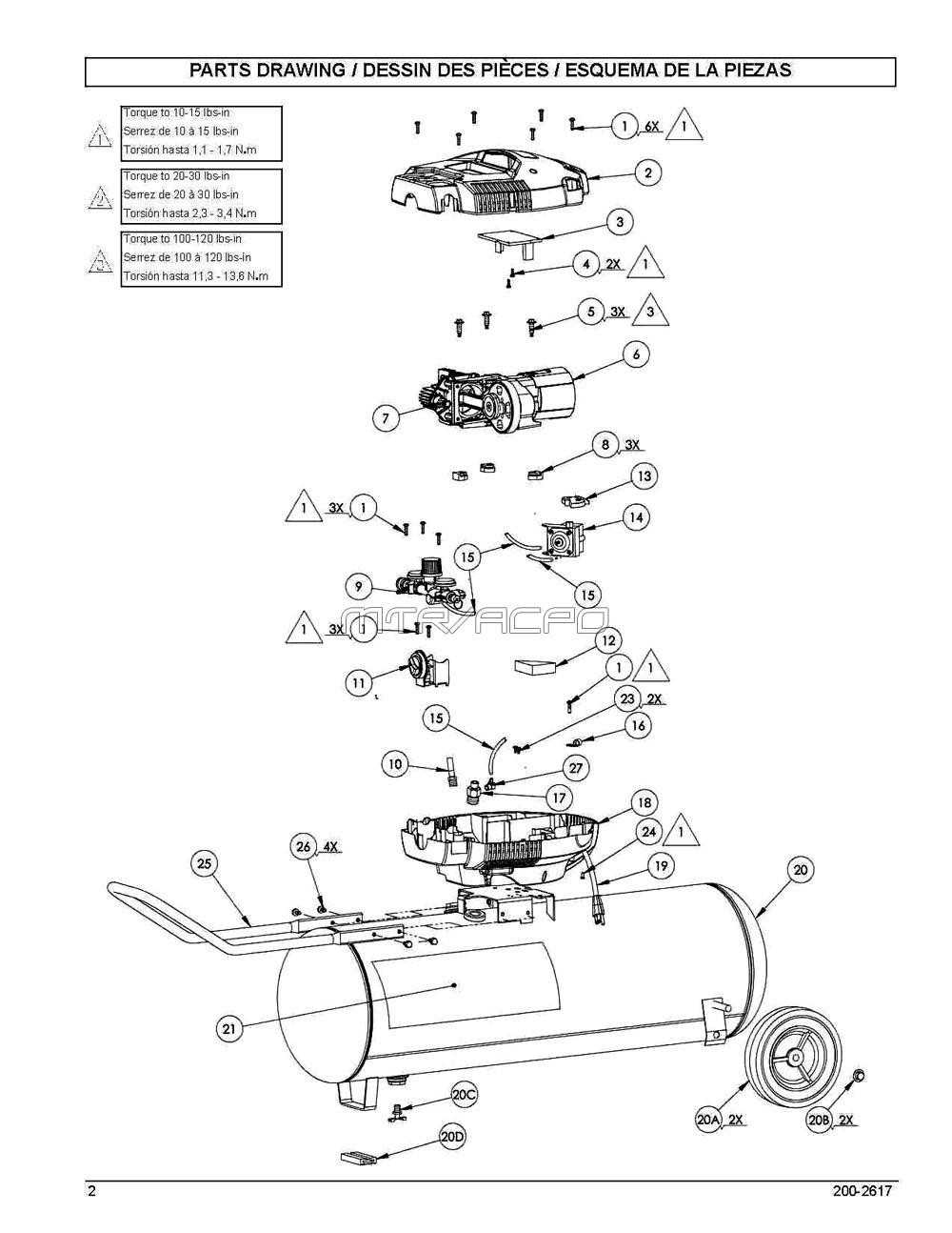 husky 26 gallon air compressor parts diagram