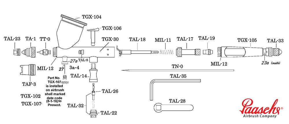 paasche airbrush parts diagram