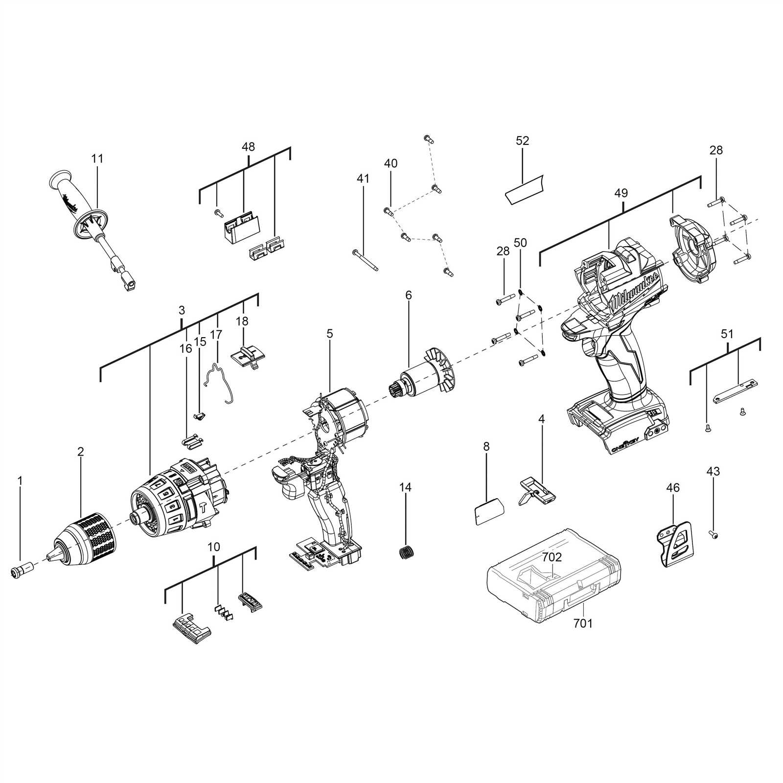 milwaukee tools parts diagram