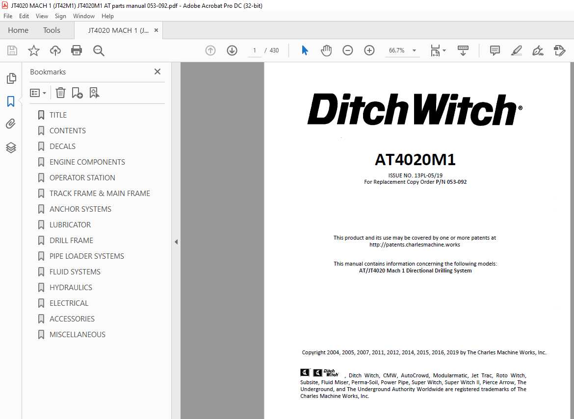 ditch witch parts diagram