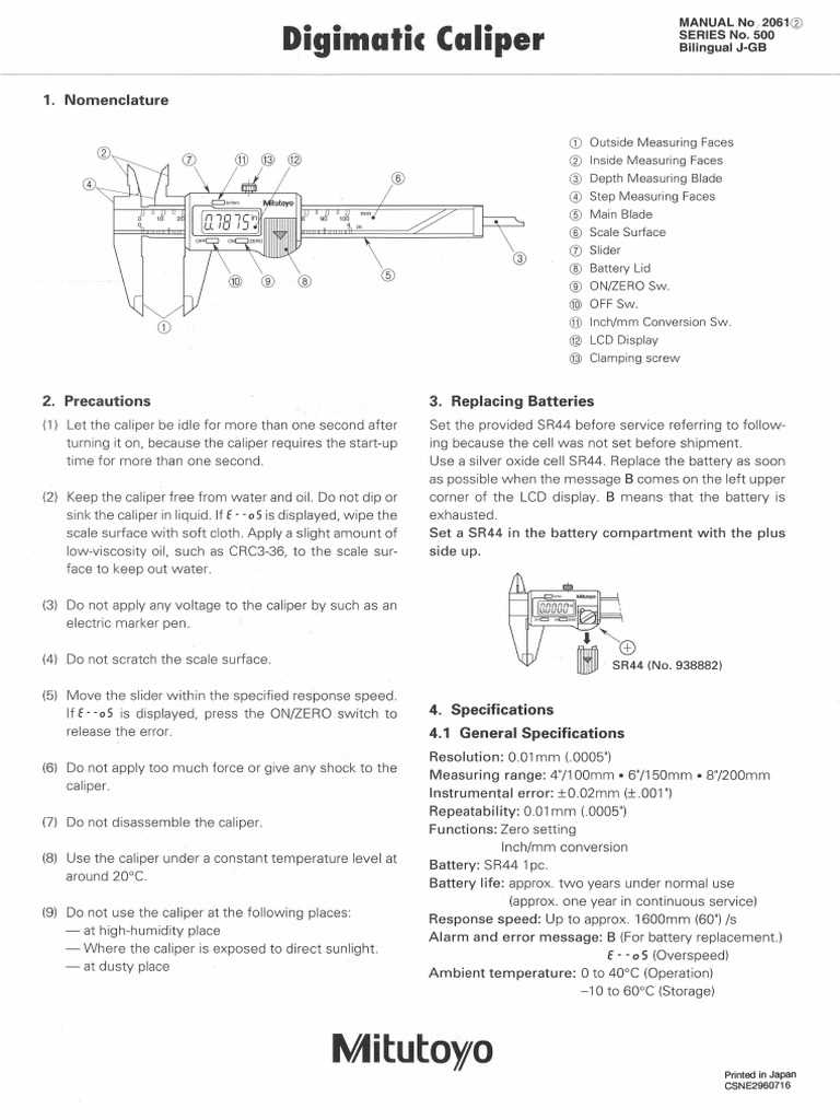 mitutoyo dial caliper parts diagram