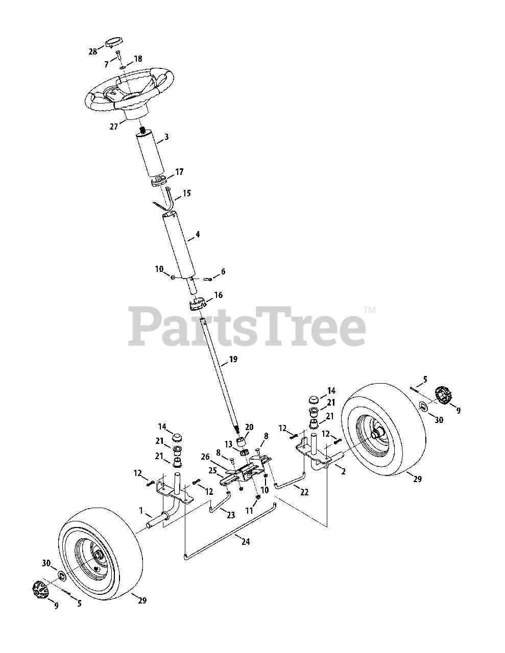 cub cadet steering parts diagram