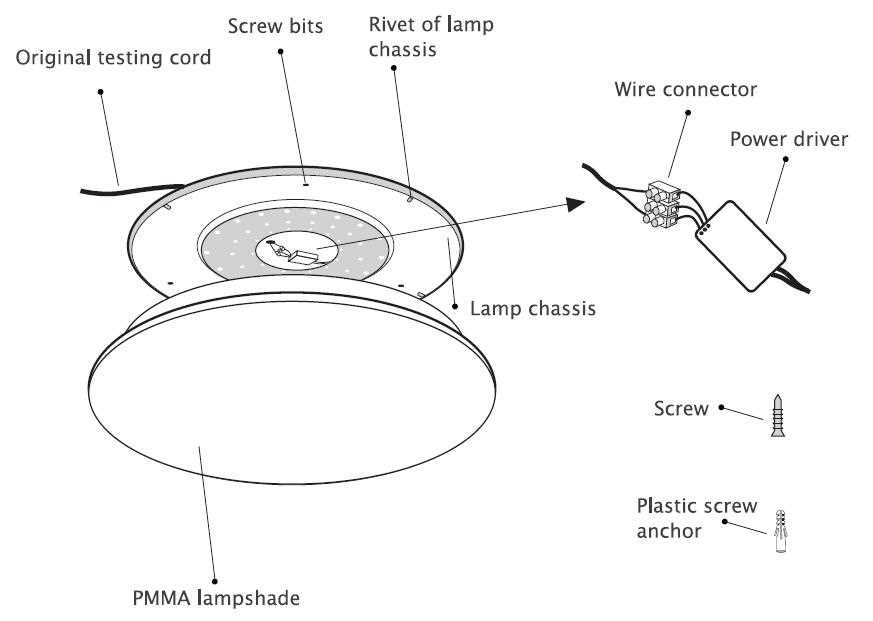 parts of a light fixture diagram