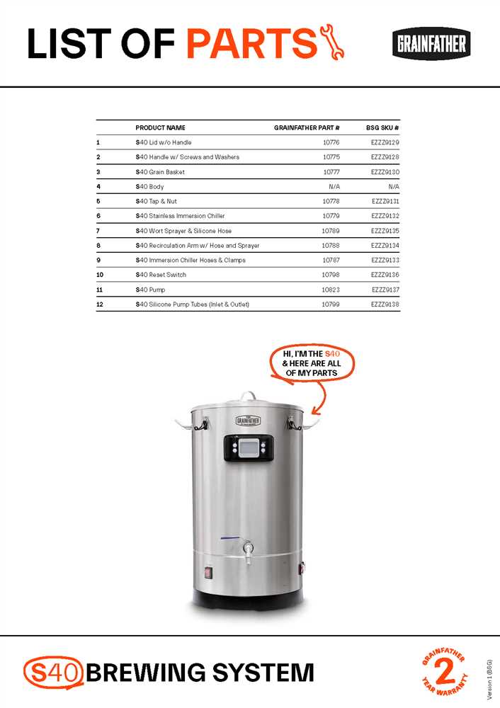 grainfather parts diagram