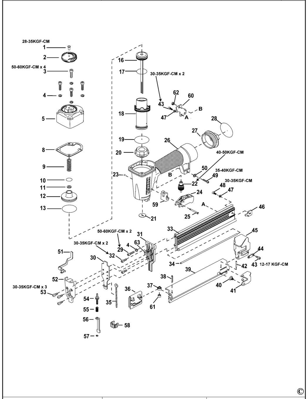 dewalt nail gun parts diagram