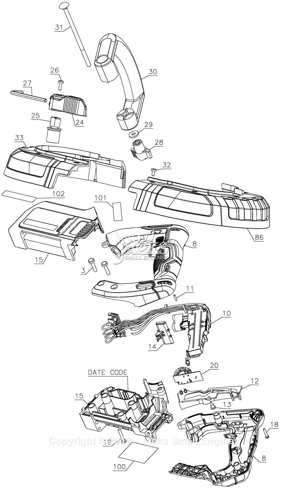 dewalt 20v chainsaw parts diagram