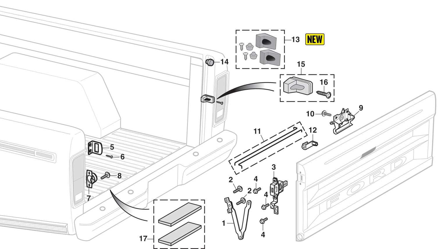 ford tailgate parts diagram